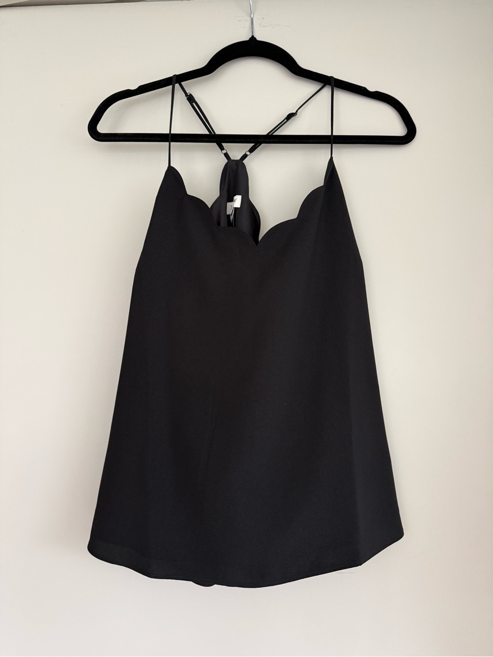 J.Crew NWT Black Scalloped V-Neck Camisole Tank Top Size 14